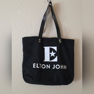 ELTON JOHN Black Tote Bag Size Large